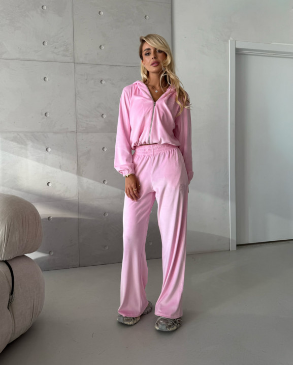 93 Спортивний костюм з велюра на затяжках з вишивкою